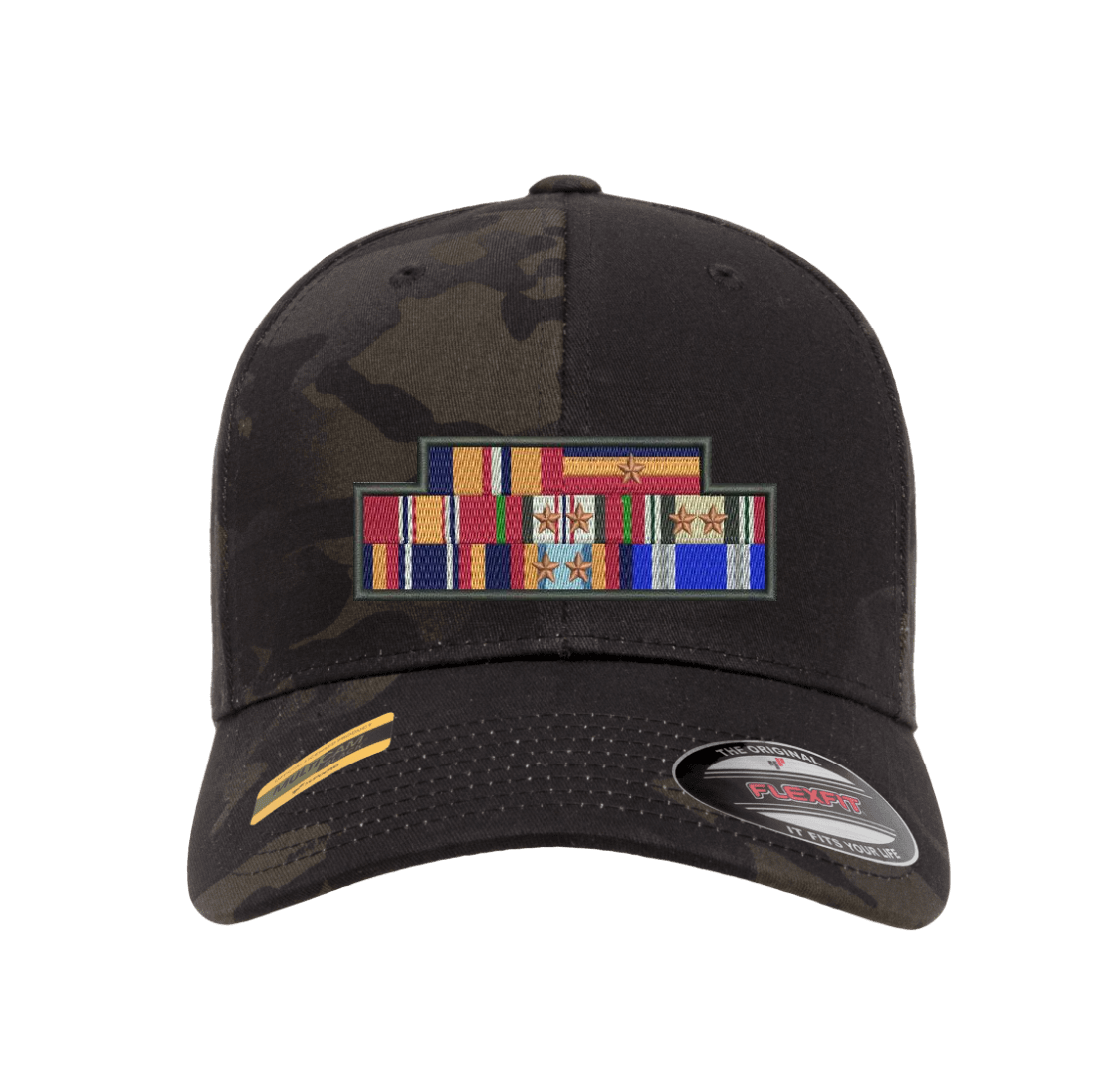 Your Embroidered Medal Patch on a Flexfit Ball Cap