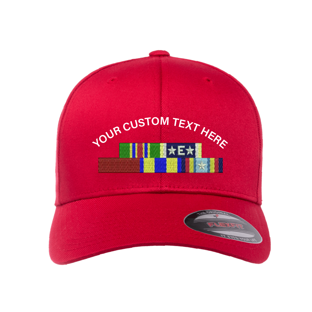 Your Embroidered Medal Patch on a Flexfit Ball Cap